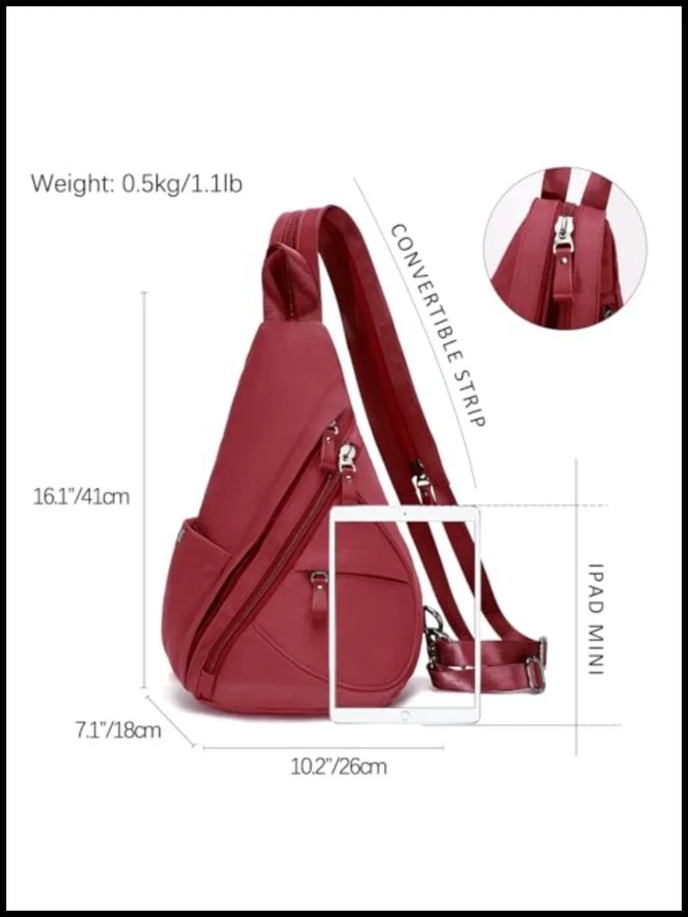 Nylon Sling Bag Small Crossbody Backpack Casual Daypack Multipurpose Rucksack